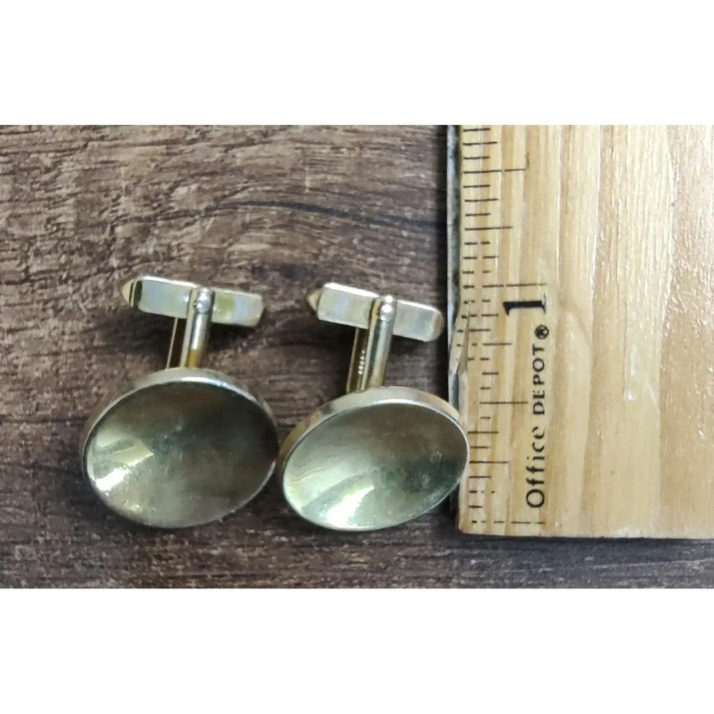 Vintage Swank Round Gold Tone Mens Cufflinks  minimalist J226